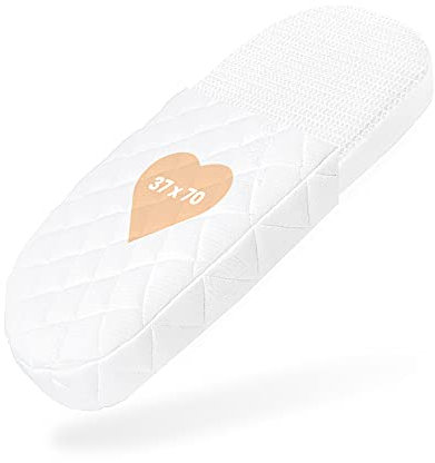 BestCare Babybettmatratze Aero 37x70 x 6cm für Stubenwagen oval Kinderbett Babymatratze Kinderwagen Wiege Babybett waschbarer Aloe Vera Bezug Optimale Luftzirkulation Standard 100 by Oeko-TEX
