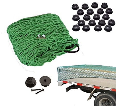 Anhängernetz mit Befestigung Rundknöpfen 20 St.inkl Schrauben KFZ Auto Netz von all-around24® (300 x 200cm Grün)