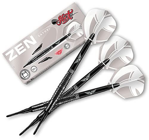 Shot! Darts Zen Satori Soft Tip Dart Set Center Weighted 90% Tungsten Barrels (18)