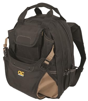 CLC Custom Leathertcraft 1134 Carpenter's Tool Backpack, 44 Pockets, Padded Back Support