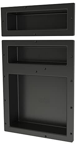 Redi Niche Triple Niche Recessed Shower Shelf- Black, Three Inner Shelves, 16-Inch Width x 26-Inch Height x 4-Inch Depth
