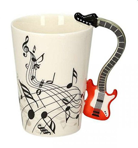 Tasse en céramique émaillée musique guitare électrique rouge. 00000 Tasses déjeuner musique guitares