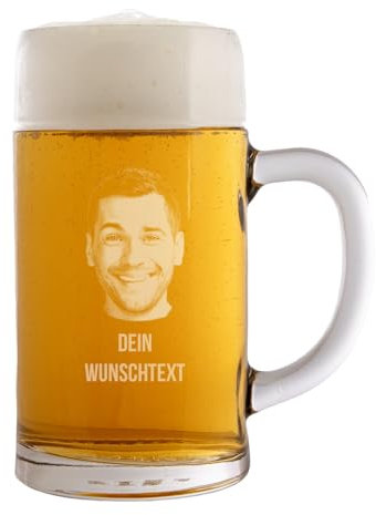 XXL Bierkrug mit Gravur | Foto und Wunschtext | Vatertagsgeschenk für Papa | Personalisierter Maßkrug 1l | Persönliche Geschenke für Männer zum Geburtstag | Geschenk Vatertag | Geburtstagsgeschenk