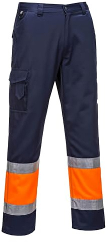Portwest E049 2-farbige Warnschutz-Combat Hose Normalgröße Schmutzabweisend