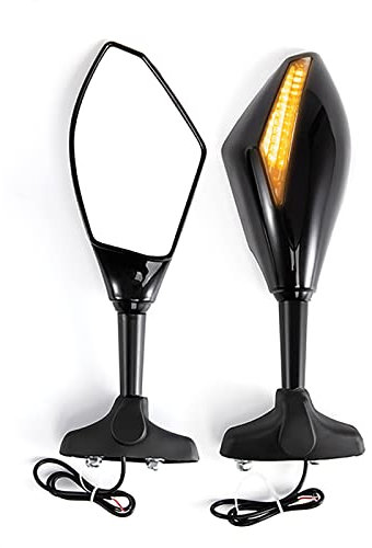 evomosa Universal verstellbarer Rückspiegel mit LED-Blinklicht für Cruiser Sport Bike Motorrad Seitenspiegel