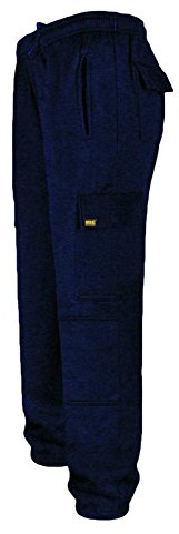 Mens Combat Cargo Work Tracksuit Jogging Bottoms with Knee Pad Pockets Size S to 5XL by MIG - Fleece Pants (Small - 30/32 Waist, Navy)