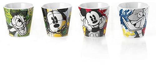 Egan Set 2 Tazze caffè Collezione Disney Mickey Mouse Classic. Oggetto Realizzato in Porcellana di Colore Bianco e Multicolore. Dimensione: h 6 cm. La referenza è PWM83/4P