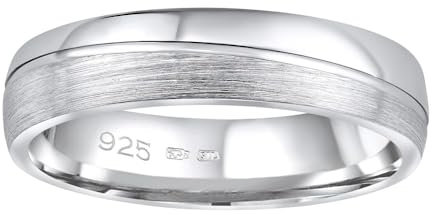 SILVEGO Damen und Herren Ehering Silber 925 ohne Stein GLAMIS