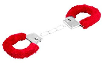 EIS Metall Handschellen mit Schlüssel, Bondage Fesseln Handschellen mit rosa Plüsch, Handcuffs zum Fesseln Sexspielzeug für Paare, Farbe:Rot