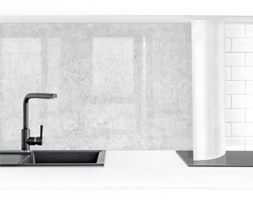 Bilderwelten Küchenrückwand Folie Glänzend 80x100 cm Tapete Beton Ciré hell Spritzschutz Fliesenspiegel Küche-Rückwand Motiv Klebefolie