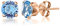 DTPSilver - Damen Ohrringe 925 Sterling Silber Rosèvergoldet mit Kristallen von Swarovski® Elements 6 mm Runde Ohrstecker - Farbe : Aquamarin