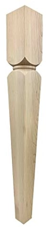 Highland Manor Wood Products Kirtland Pied de table de salle à manger moderne effilé – 73,7 cm de haut x 8,9 cm de large – Pied en bois brut pour tables de salle à manger ou bureaux de cuisine (érable