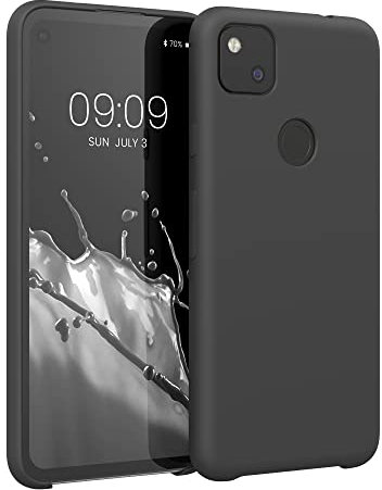 kwmobile Hülle kompatibel mit Google Pixel 4a Hülle - Silikon Handy Case - Handyhülle weiche Oberfläche - kabelloses Laden - Schwarz matt