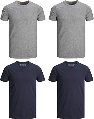 JACK & JONES Herren Jacunderwear Tee 4 Pack T-Shirt