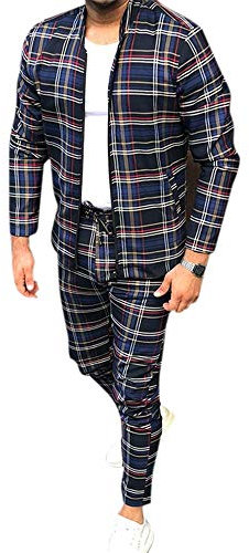 U/N Basketball Trainingsanzüge Plaid Set Sweatshirt + Hose Zweiteiliges Set Zip Up Winterkleidung