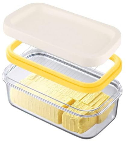 Cyrank Butterdose mit Butterschneider, Plastik Butterbehälter Mit Cutter Slicer, Butterglocke Butterdose Kunststoff Mit Deckel, Cheese Keeper Container Für Kühlschränke, Kunststoff Butterbox
