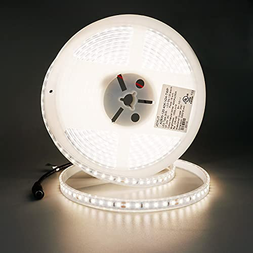 JOYLIT 24V LED Streifen 5M Natürliches Weiß 7500LM Sehr Hell IP67 Wasserdicht, UL CE PROFI CRI 90+ Außen Licht Band 90W 120LEDs/M SMD 2835 Hohe Dichte Light Strip für Küche, Bad, Wohnen, Gewerbe