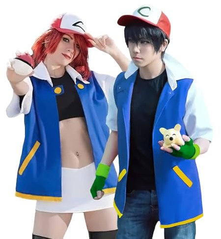 Laahoem Unisex Trainer Hoodie Anime Cosplay Kostüme Jacke Handschuhe Hut Set, blau, Medium