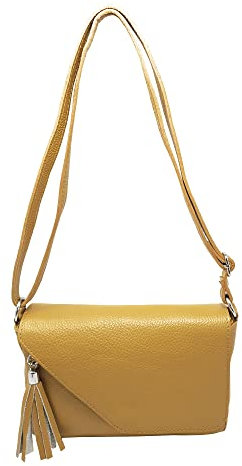 Chicca Borse Tracollina Borsa Donna in Pelle Italiana Borsetta a Spalla (Senape)