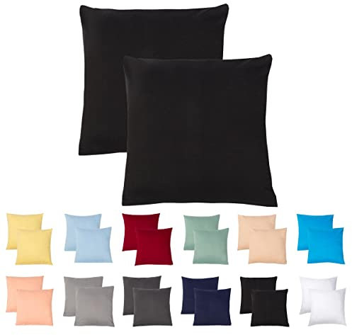 Livessa 2er Set Kissenbezug 40x40 aus%100 Baumwolle Jersey Stoff, Kissenbezüge, 40x40 mit Reißverschluss, Kopfkissenbezug 40x40 cm, Kissenhülle, atmungsaktiv, Oeko-Tex Zertifiziert, Pillow Cover