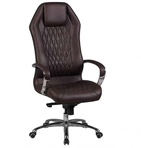möbelando Bürostuhl Monterey Echt-Leder Braun Schreibtischstuhl 120KG Chefsessel hohe Rückenlehne mit Kopfstütze X-XL