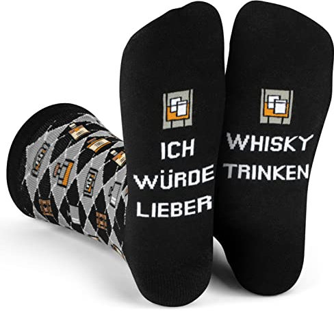 Lavley Ich würde lieber Whisky trinken - Witzige Socken für Männer und Frauen Geschenk für Bourbon und Whiskey Liebhaber