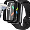 Acadeny 2 pièces Coque Protection Écran en Verre Trempé + PC Bumper Compatible avec oppo watch free/huawei fit Anti-Rayure Protecteur Étui pour oppo watch free/huawei fit -noir+ noir
