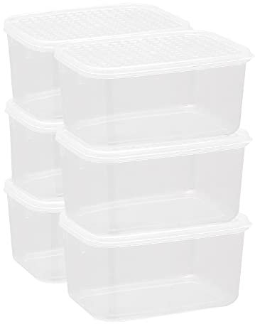 Cetomo 2.2L*6 Boîte Conservation Alimentaire, Conteneur Alimentaire, Boîte de Rangement, Récipient de Congélateur avec Couvercle, Sécuritaire au Micro-ondes, Sans BPA, Plastique, Clair, 2.2L-Lot de 6