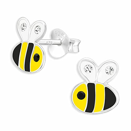 Monkimau Bienen Ohrstecker Ohrringe aus 925 Silber Schmuck Silberohrringe Medizinisch für Kinder Mädchen Damen Frauen