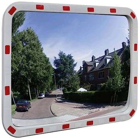 ZEYUAN Verkehrsspiegel, Ausfahrt Spiegel, Konvexer Spiegel, Spiegel Ausfahrt, Traffic Mirror, Einparkhilfe Garage, Konvex Viereckig 40×80 cm mit Reflektoren
