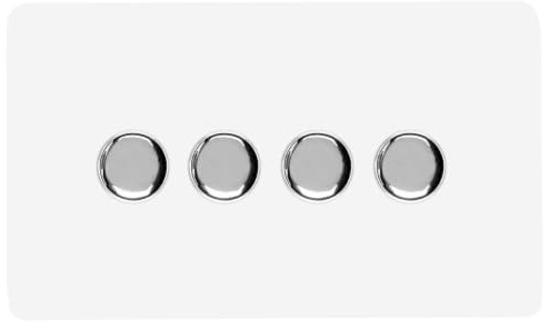 Trendi Switch 4 Gang 1 or 2 way 150w Rotary LED Dimmer Light Switch in Ice White