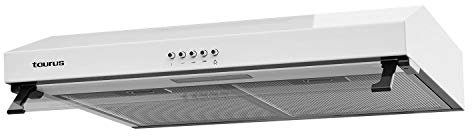 Taurus C60WHAL - Campana extractora convencional, 60cm, potencia de extracción 200m3/h, 3 niveles de extracción, filtros de aluminio lavables multicapa, kit fácil instalación, 60W, iluminación LED