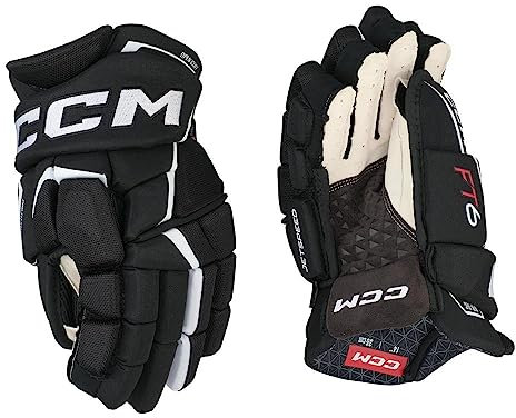 CCM Jetspeed FT6 Eishockey Handschuhe Senior (Schwarz/Weiß, Größe: 14)