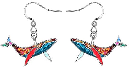 RAIDIN Süße Emaille Legierung Ozean Tier Kreativ Wal Baumeln Tropfen Ohrringe für Damen Mädchen Mode Meer Tier Schmuck für Geschenke Geburtstag Charms (Braun)