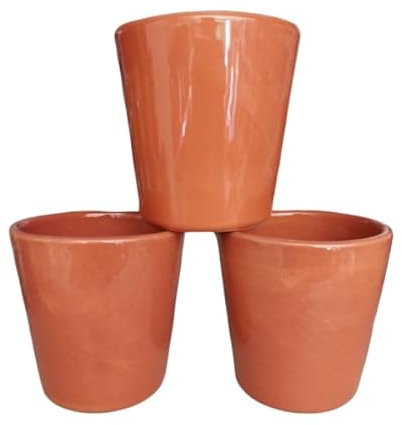 Bicchiere Di Terracotta Rustica Fatto A Mano Perfetto Per Gustare Acqua Fresca O Un Buon Bicchiere Di Vino Cm 8 (Tre Pezzi)