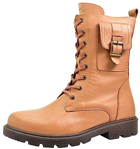 Andrea Conti Damen Stiefelette Leder Combat Boot Military Utility Tasche 1984808