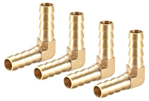 TA-VIGOR 4Pcs 10mm Barb Brass 90 Degree Elbow Pipe Connector Coupler Tubing Hose Fitting for Air Water Oil