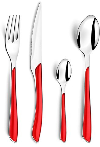 Amefa ECLAT Polka Dot 24-Piece Cutlery Set, Red