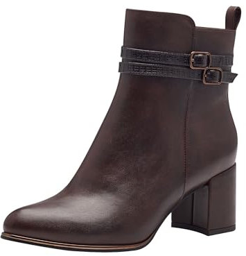 MARCO TOZZI Damen Stiefeletten mit Absatz Vegan Spitz, Braun (Mocca Comb), 38 EU