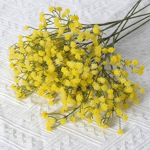 EboLD 90 teste di fiori artificiali bianchi da 52 cm, per bouquet fai da te, decorazione per bouquet di nozze, in plastica, per neonati e neonati, decorazione per la casa, colore giallo, 3 mazzetti