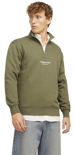 JACK & JONES Male Sweatshirt mit halbem Reißverschluss Text Half Zip