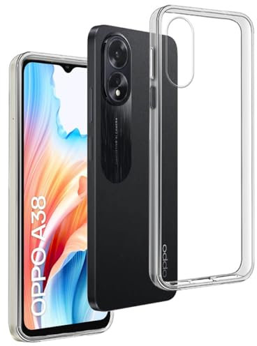 REY Cover in Gel TPU Trasparente per Oppo A38 4G - Oppo A18 4G, Ultra Sottile 0,33 mm, Morbido Flessibile, Custodia Silicone