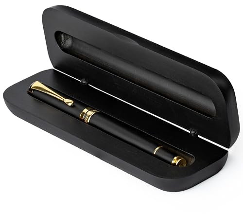 Wordsworth and Black Rollerball Pen-Stunning Luxury Pen Bamboo Blackwood Gold Finish, Refillable, Best Roller Ball Gift Set Pen for Men & Women, Ink Refill, Point Office Pens for Writing