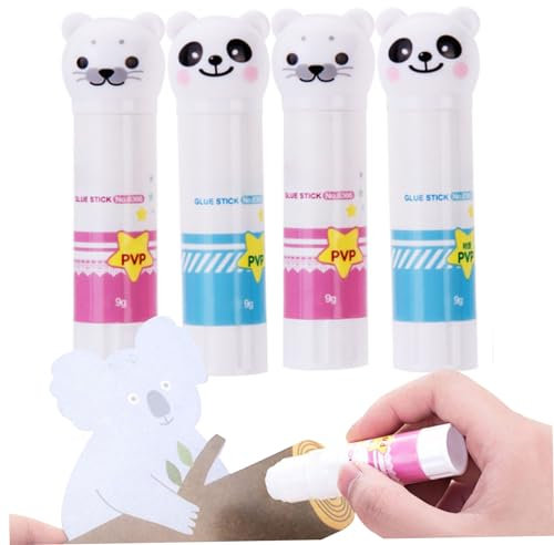 Glue Sticks For School,Glue Stick 4Pcs Cute Cartoon Plastic Glue Stick for Kids 9 Grams Strong-Hold Gluesticks Children Stationery for Office Schools Supplies