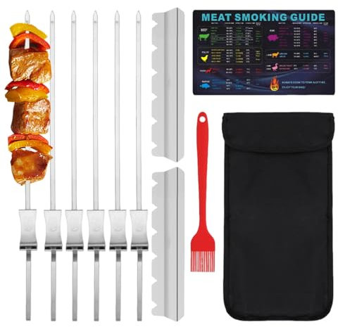 Teksome Brochetas De Parrilla Para Parrilla Al Aire Libre,Palos De Brocheta - Palitos para parrilla de acero inoxidable de 14,7 pulgadas - Brochetas De Kebab De Acero Inoxidable, Brochetas De Pollo,