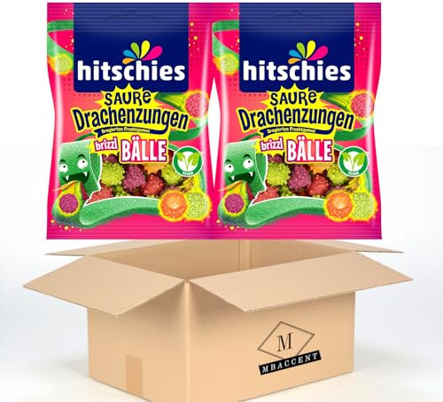 2x Hitschies Saure Drachenzungen Brizzl Bälle Set Hitschler 2x100g (200g) by MBaccent + MBAccent Versandschutzpackung