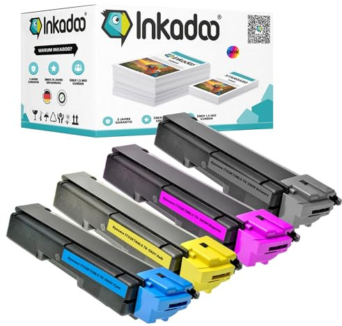 Inkadoo Kompatibel Toner für Kyocera TK-580 enthält 4X Tonerkartusche Multipack ECOSYS P 6021 CDN FS-C 5150 DN ca. 11.900 Seiten Tonerkartusche, Tonerpatronen, Drucker Toner