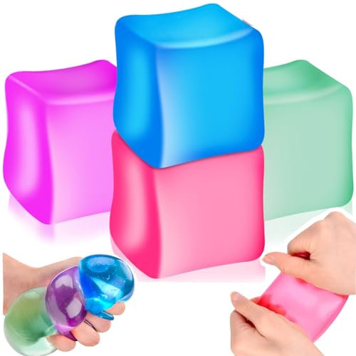 Stress Balls Antistressball Stressball Kinder, Doh Nice Cube, 4 Stück Antistressball Anti Stress Bälle Squishy Fidget Toys Sensory Toy Squeeze Balls for Kids