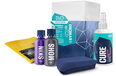 GYEON Q² Syncro EVO - Advanced 2-Stage Kit Ceramic Coating Car - Paintwork Protection - Paint Coating Water Repellent - High Gloss & Long-Lasting Protection - Up to 4 Years Durability - 50ml