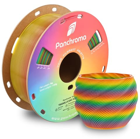 Polymaker Panchroma durchscheinendes PLA-Filament, 1,75 mm Regenbogen, 1,75 transluzentes Regenbogen-PLA-3D-Druck-Filament, 1 kg Spule, Panchroma hohe Lichtdurchlässigkeit, mehrfarbig, 1,75 PLA